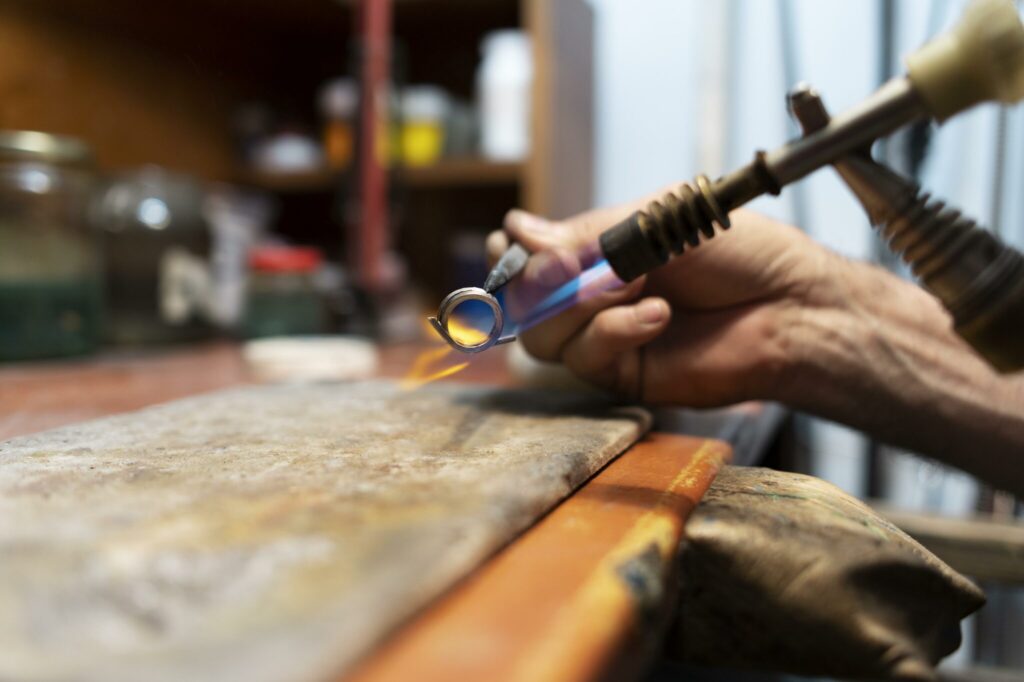 jewelry maker working in a workshop