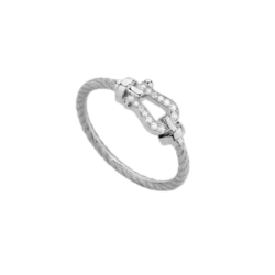 Force 10 Ring, kleines Modell, aus Weißgold und weißen Diamanten.