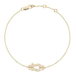 Bracelet Fred Force 10 or petit modèle or jaune manille pavée de diamants