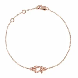 Bracelet Fred Force 10 or rose petit modèle manille pavée de 14 diamants