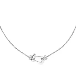 Pendentif FRED Force 10 MM en or blanc serti de 16 diamants