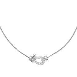 Pendentif FRED Force 10 or blanc MM serti de 32 diamants