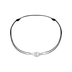 Dinh Van cord bracelet with handcuffs, R8 white gold and diamonds, 319112, Bollwerk Jewelers