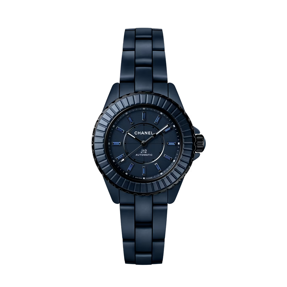 Montre CHANEL J12 bleu index saphirs 33 mm calibre 12.1