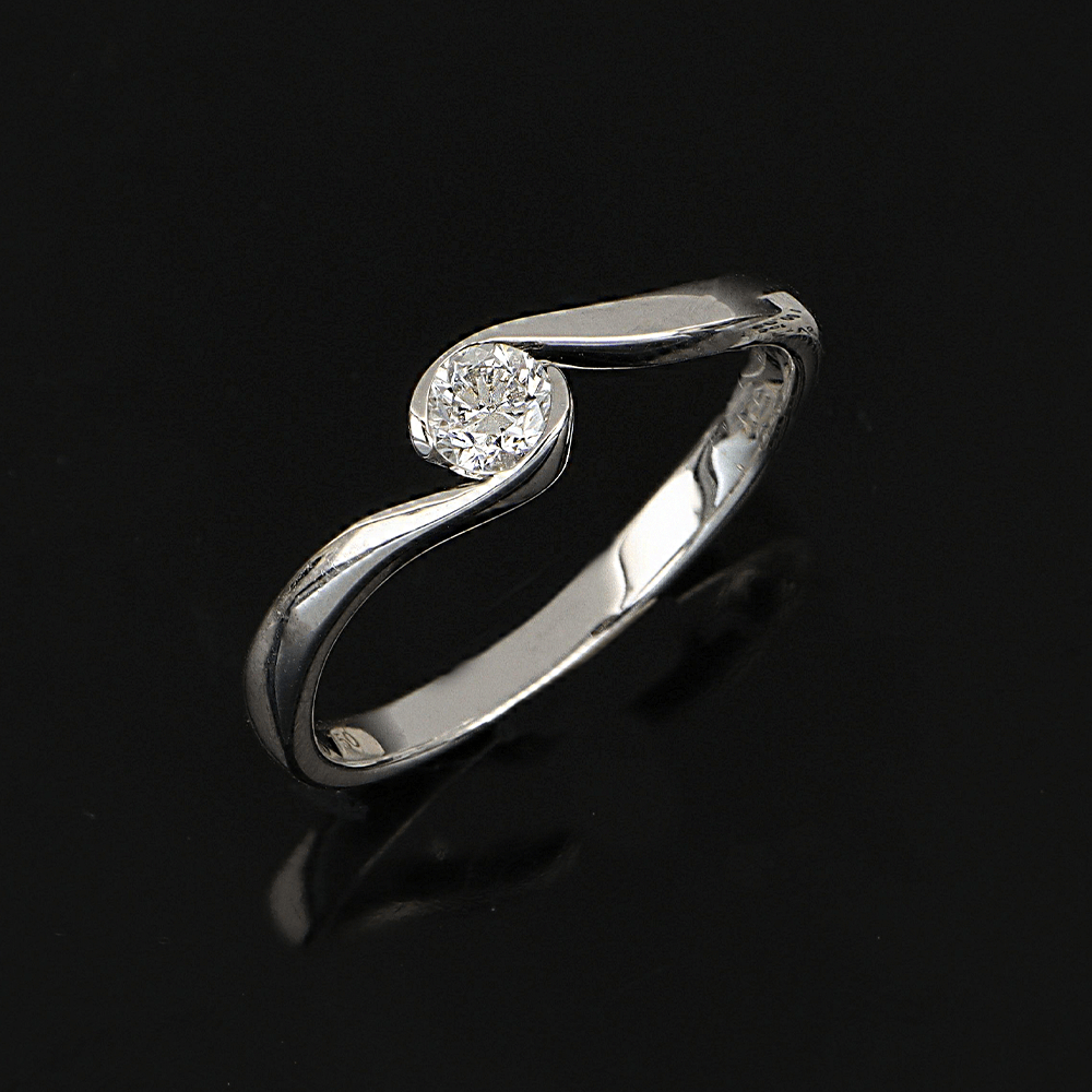 Solitaire or blanc diamant