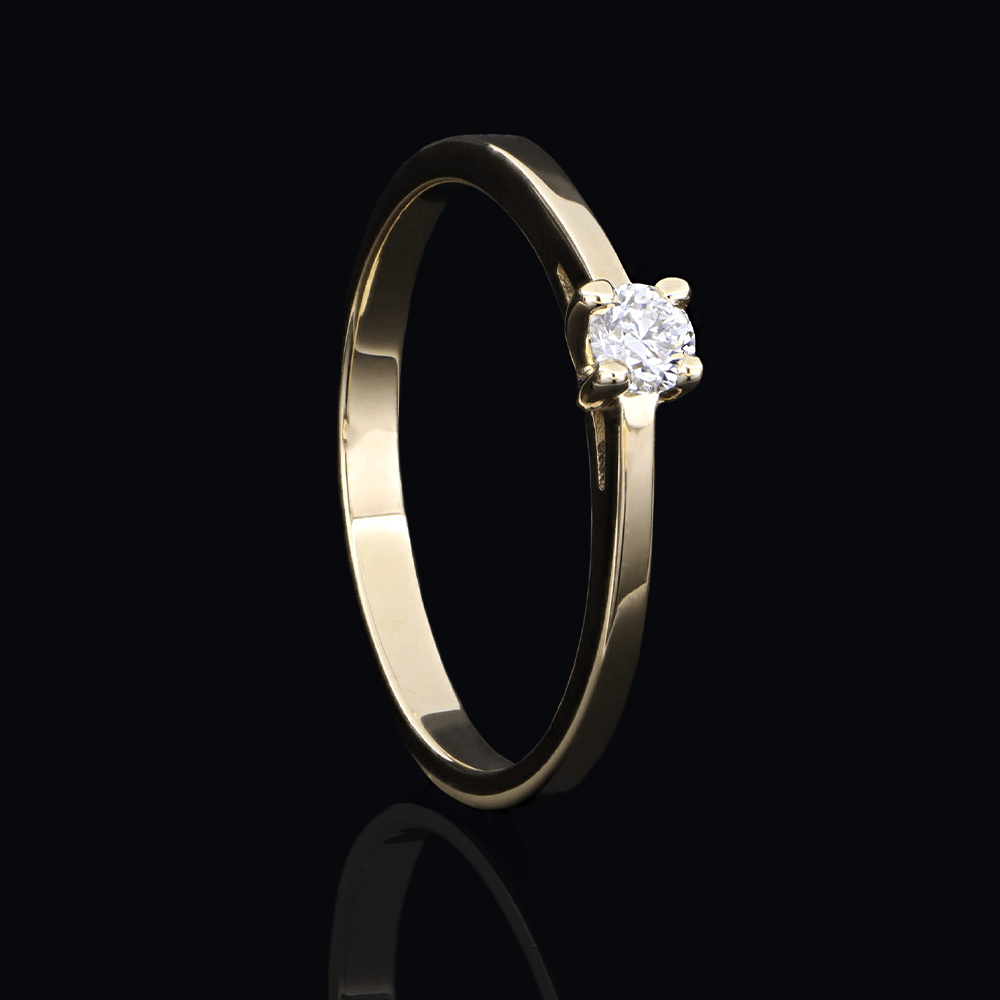 Solitaire or jaune diamant blanc