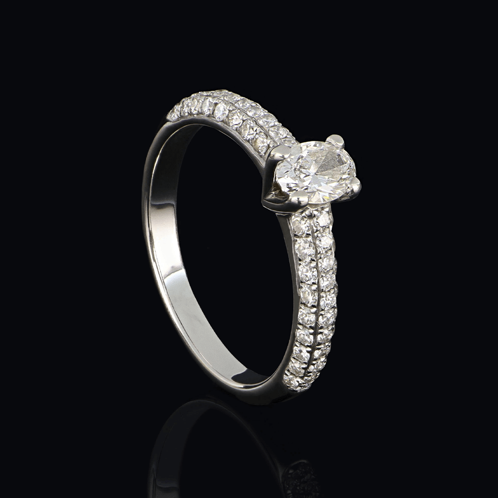 Solitaire or blanc diamants blancs