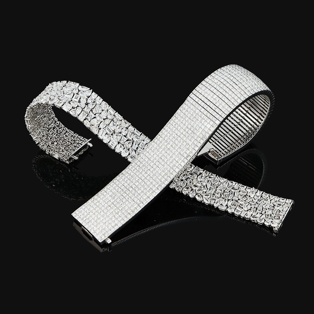 Bracelets en or blanc et diamants blancs