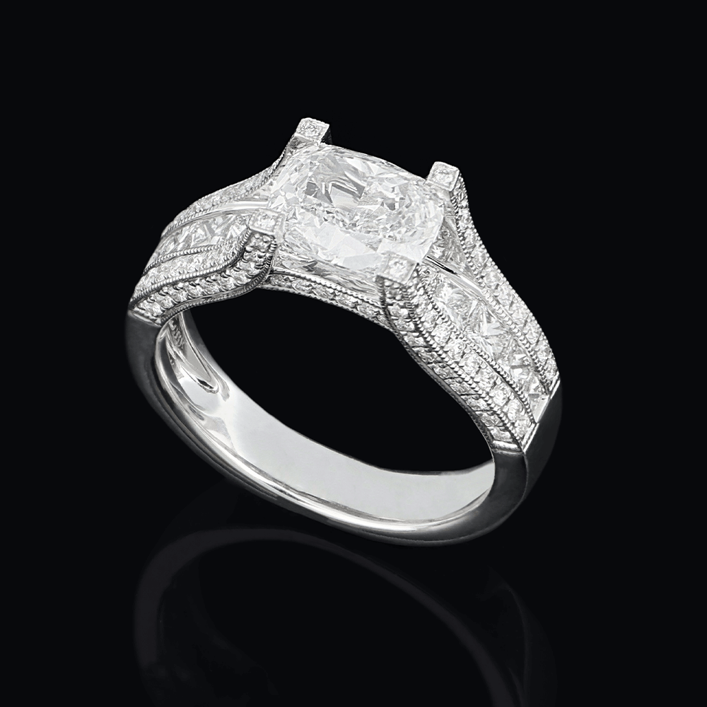 Solitaire or blanc diamants blancs