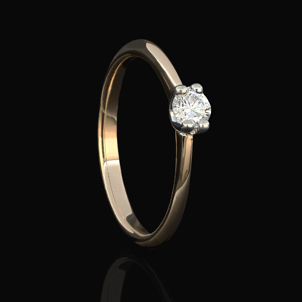 Solitaire or jaune diamant blanc