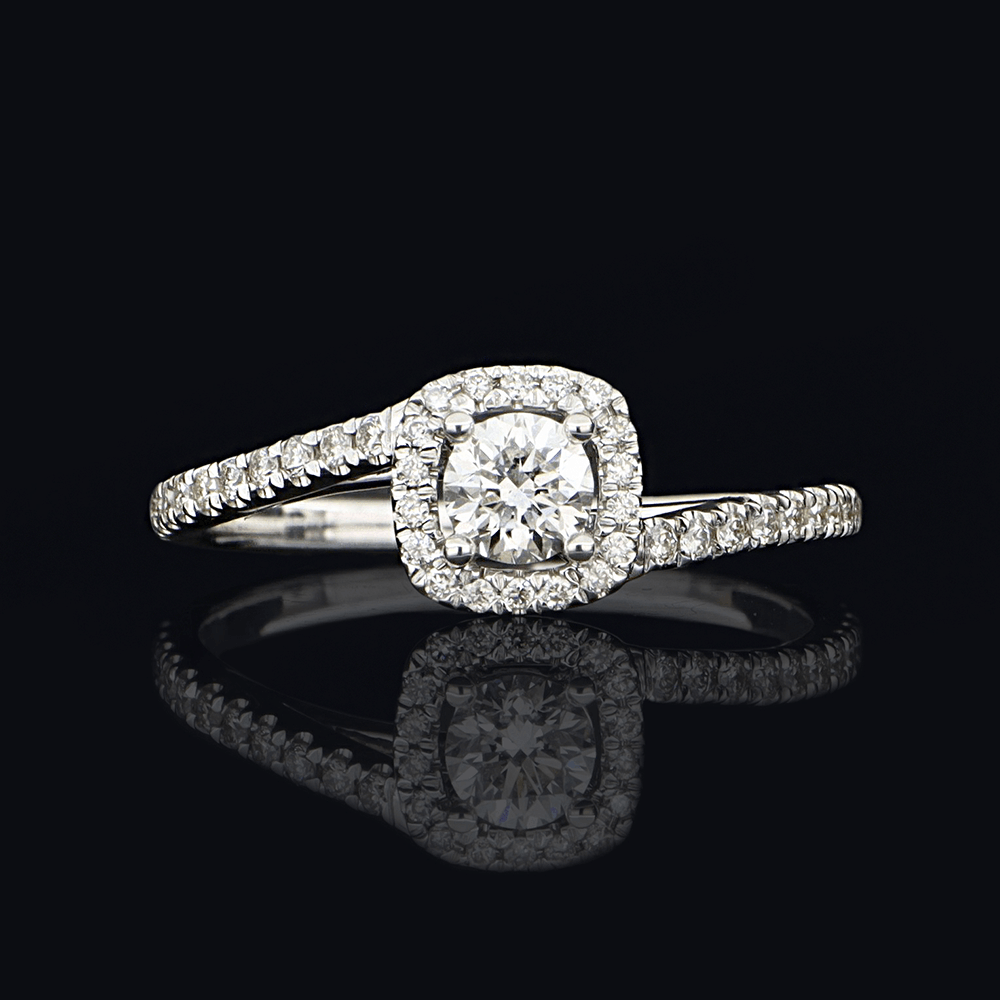 Solitaire or blanc diamants blancs