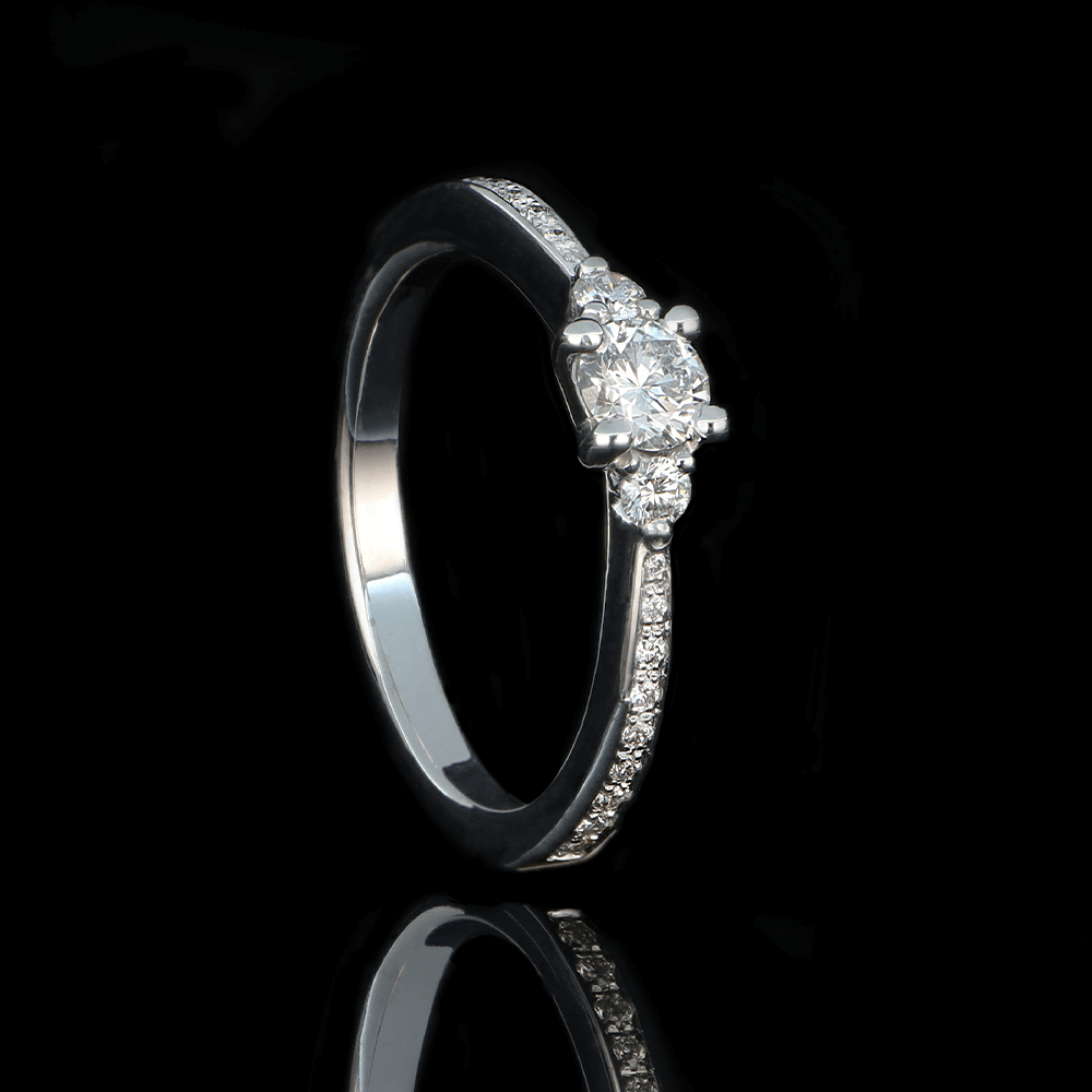 Solitaire or blanc diamants blancs