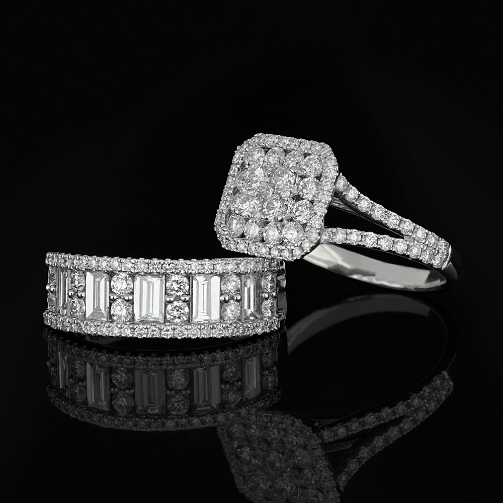 Bagues en or blanc, diamants blancs