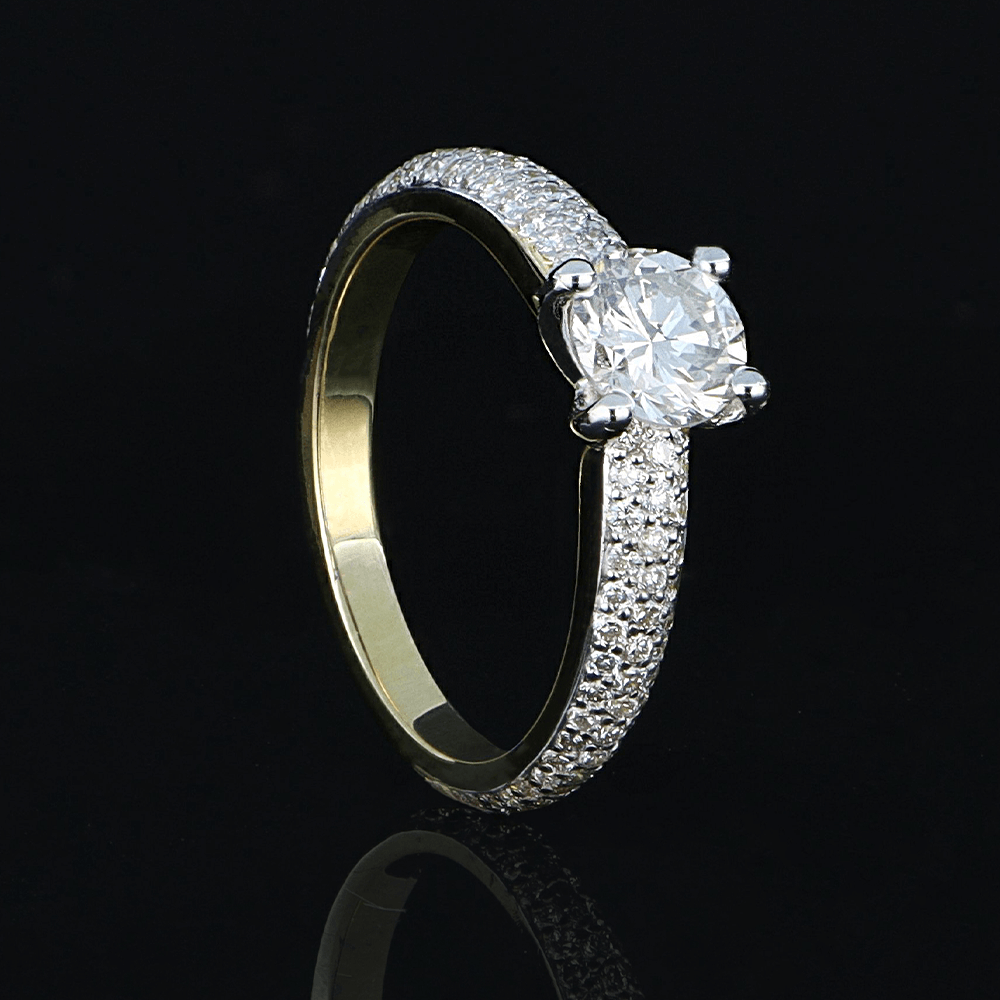 Solitaire or blanc diamants blancs