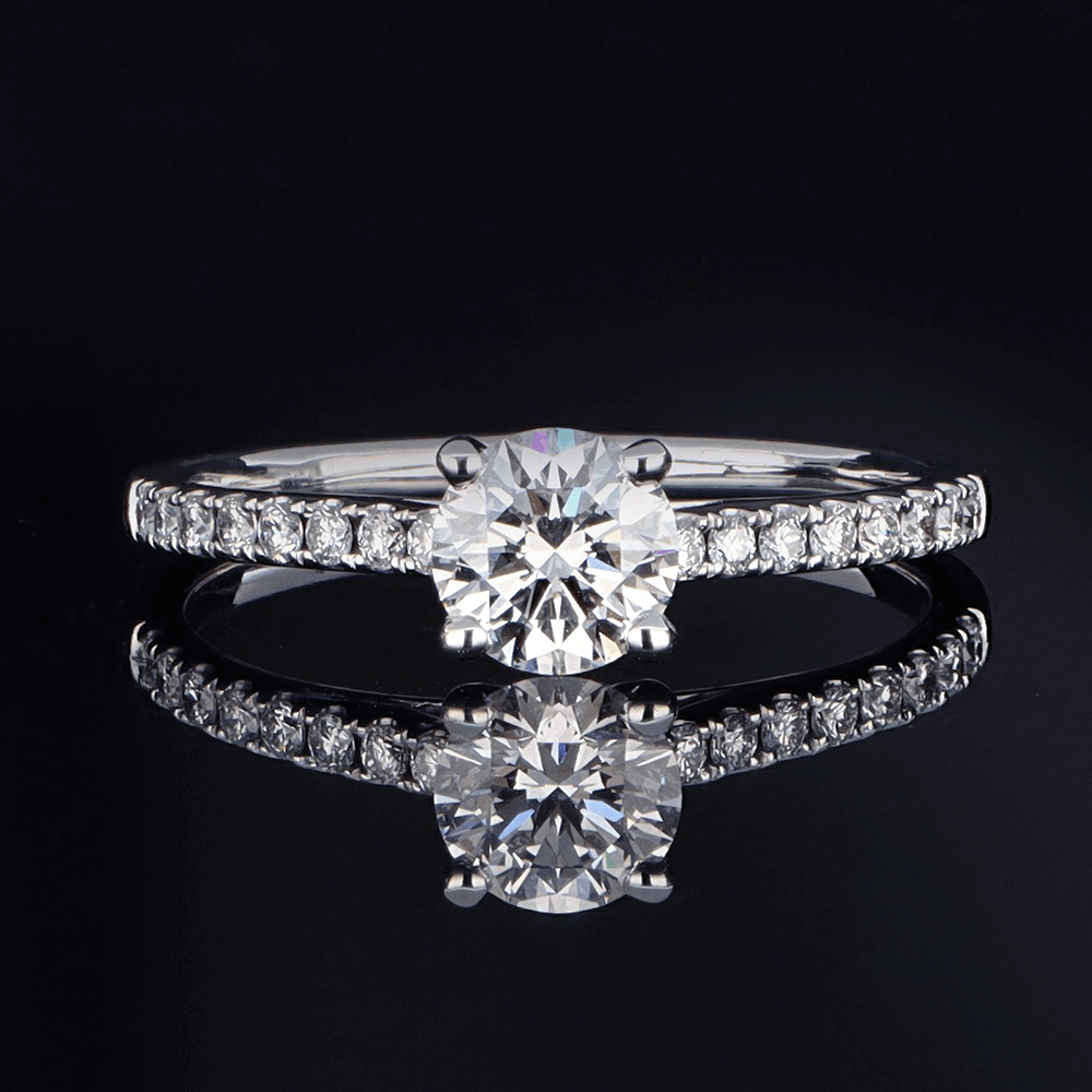 Solitaire or blanc diamants blancs