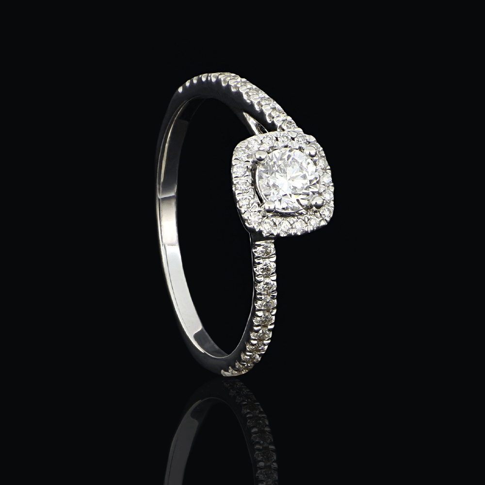 Solitaire or blanc diamants blancs